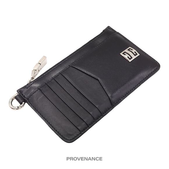 🔴 Givenchy 4G Logo Zip Card Holder Wallet - Black Leather - Picture 5 of 7
